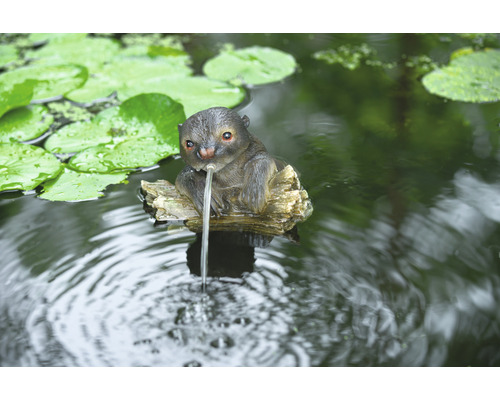 Decoratieve otter tuin fontein figuur in vijver met waterlelies