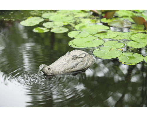 Decoratieve waterspuwer in krokodilvorm in de tuinvijver