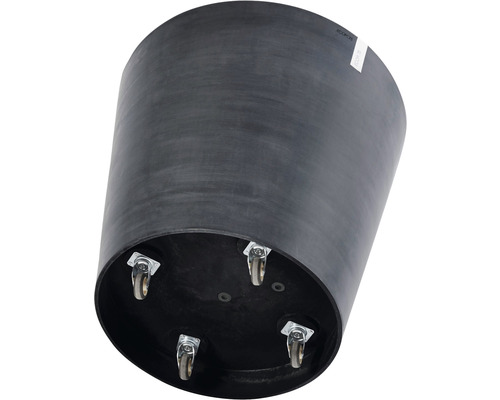 Zwarte plantenbak met wielen