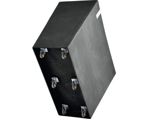 Zwarte plantenbak met wielen voor gemakkelijk transport