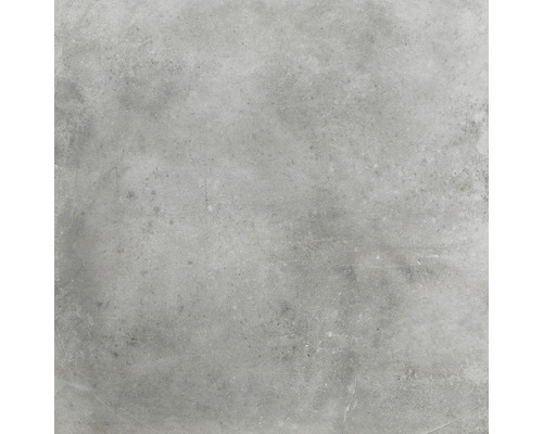 Grijze vloertegel met mat oppervlak.