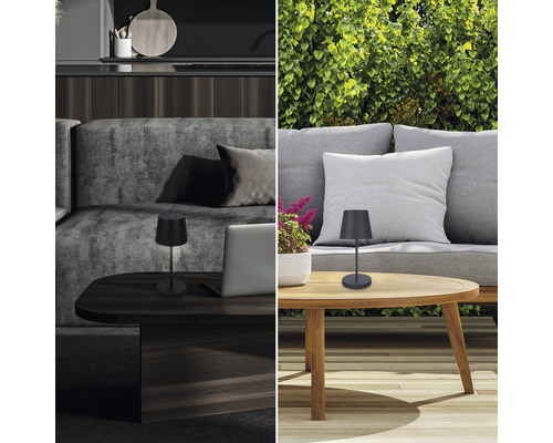 Zwarte tafellamp voor binnen en buiten