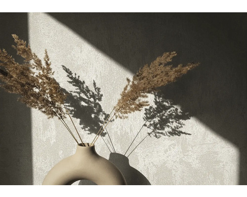 Decoratieve gedroogde bloemen in een vaas met schaduw op de muur