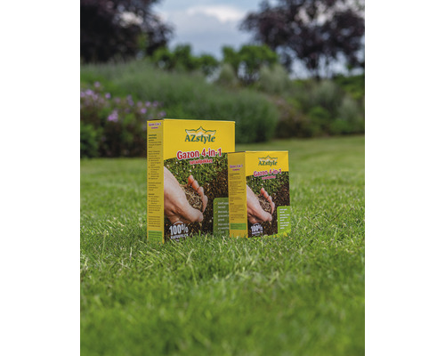 Twee verpakkingen AZStyle Gazon 4-in-1 graszaad op gazon