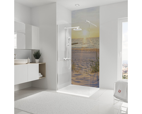 SCHULTE Doucheachterwand Decodesign beige 255x100 cm Badkamer met douchecabine en strandmotief