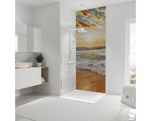 SCHULTE Doucheachterwand Decodesign goud 255x100 cm Moderne badkamer met douchecabine, wastafel en spiegelkast