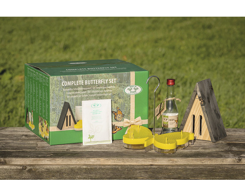 Complete vlindersset met vlinderhuis, nectarfles en voederstation