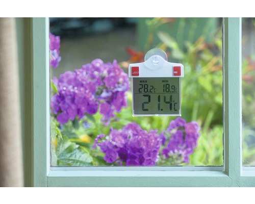 Digitale raamthermometer met weergave van maximum- en minimumtemperatuur