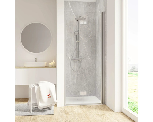 SCHULTE Douchedeur in nis ExpressPlus Garant 2.0 aluminium 90 cm helder glas Badkamer met douchewand, wastafel en spiegel