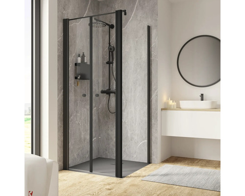 SCHULTE Douchedeur met zijwand ExpressPlus Garant 2.0 zwart 90x90 cm helder glas SCHULTE Douchedeur met zijwand ExpressPlus Garant 2.0 zwart 90x90 cm helder glas