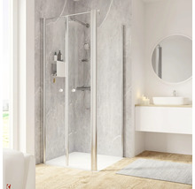 Moderne badkamer met douchecabine, wastafel en spiegel