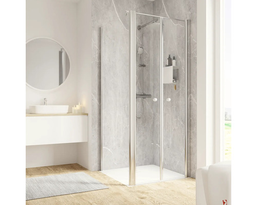 SCHULTE Douchedeur met zijwand ExpressPlus Garant 2.0 chroom 90x90 cm helder glas SCHULTE Douchedeur met zijwand ExpressPlus Garant 2.0 chroom 90x90 cm helder glas