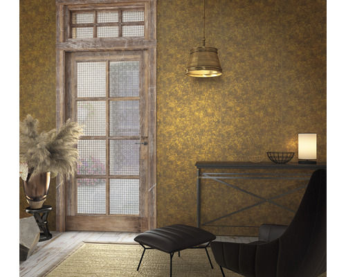 Interieur met deur, stoel, tafel en lamp