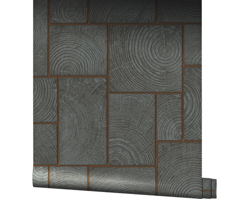 Behang met houten schijfpatroon