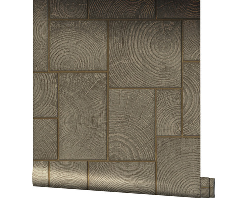 Rol behang met houten schijf patroon