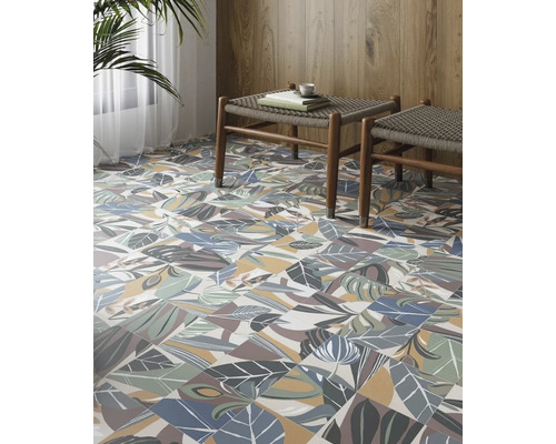 Ruimteontwerp met patroontegels en houten details