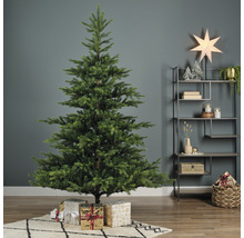 Versierde kerstboom met cadeaus en rekken in de kamer.