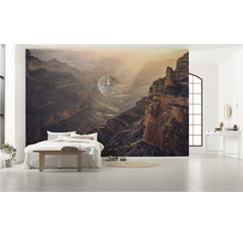 Slaapkamer met fotobehang van een canyonlandschap