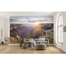Woonkamer met Grand Canyon fotobehang, bank en decoratie