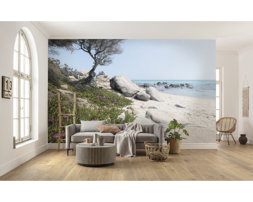 KOMAR Fotobehang vlies SHX9-056 Wanderlust - Stefan Hefele Mediterranean Dreams 450x280 cm Woonkamer met fotobehang van een rotsachtig kustlandschap