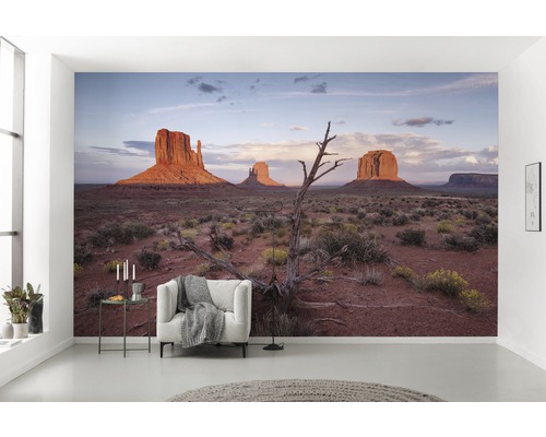 Woonkamer met fotobehang woestijn