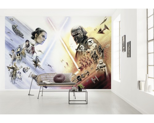Fotobehang met Star Wars motief in een lichte woonkamer