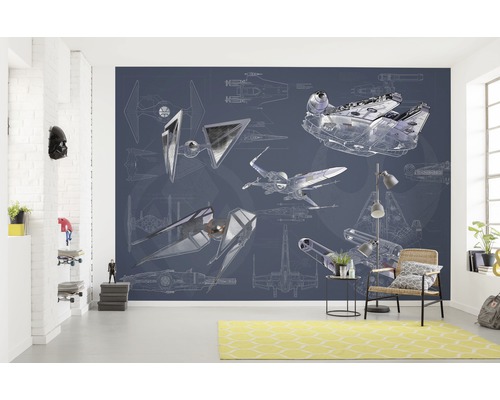Kamer met Star Wars fotobehang met ruimteschepen.