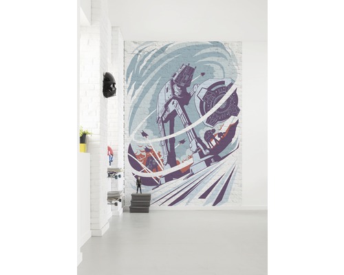 Kamer met Star Wars muurschildering op bakstenen muur