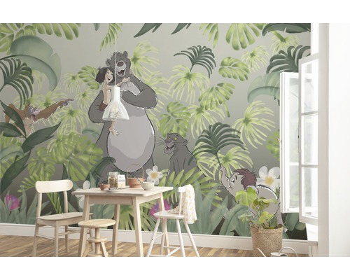 Wanddecoratie met Jungleboekmotief en eettafel
