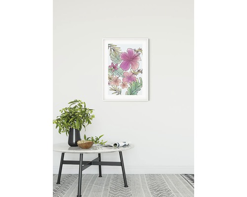 Decoratieve bloemenafbeelding in lijst aan de muur