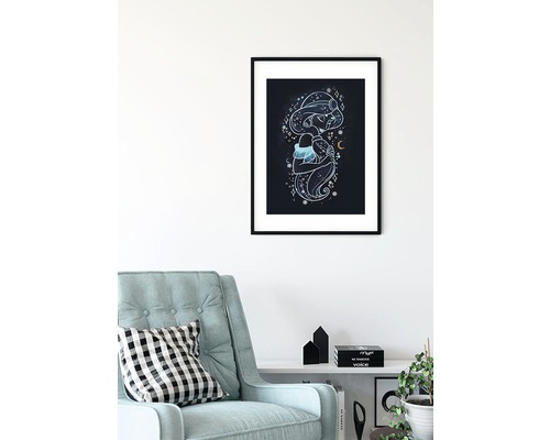 Ingelijste muurdecoratie met gestileerde Jasmine illustratie
