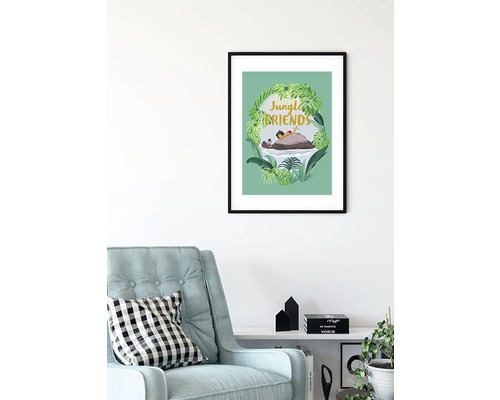 Ingelijste afbeelding Jungle Friends als decoratie in de woonkamer