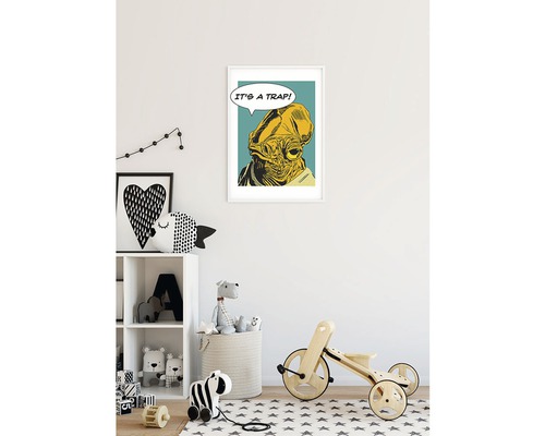 Kinderkamer met een Star Wars poster met het opschrift: Het is een val