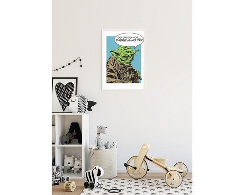 Ingelijste Yoda poster met de quote: Doe het of doe het niet, er is geen proberen