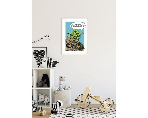 Ingelijste Star Wars Yoda-poster met de quote: Doe het of doe het niet. Er is geen poging