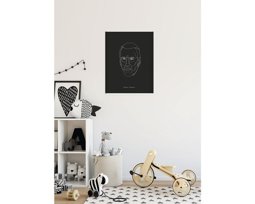 Geïllustreerd portret op een poster in een kinderkamer
