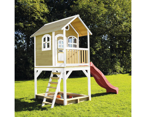 Speelhuis met glijbaan en zandbak voor de tuin