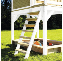 Houten speelhuis met ladder en zandbak