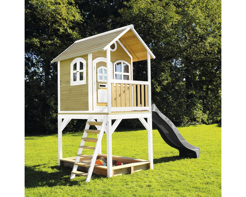 Speelhuis met glijbaan en zandbak voor de tuin