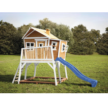 AXI Speelhuis Max bruin/wit met blauwe glijbaan 432x193x288 cm