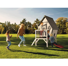AXI Speelhuis Cabin XL grijs/wit met rode glijbaan 240x167x215 cm