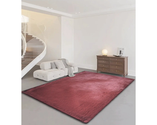 Woonkamer met zacht vloerkleed, bank en commode