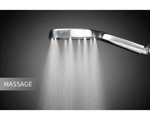 Douchekop met waterstraal in massagemodus