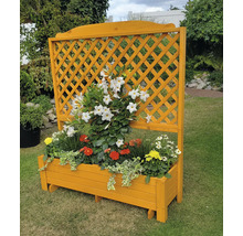 Houten plantenbak met trellis in de tuin