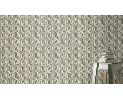 Behang met geometrisch patroon en driedimensionale look