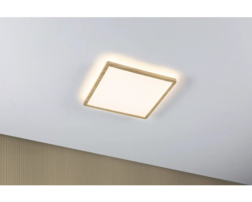 Vierkante plafondlamp met houten frame