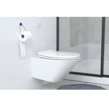 Moderne badkamer met hangtoilet, toiletpapierhouder en douche