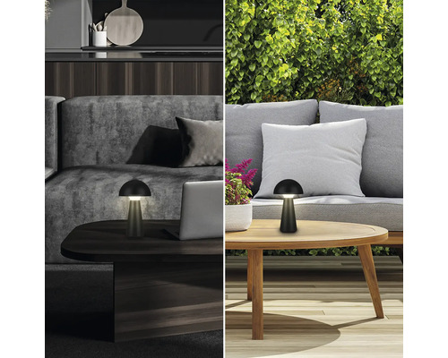 Tafellamp op tafel binnen en buiten