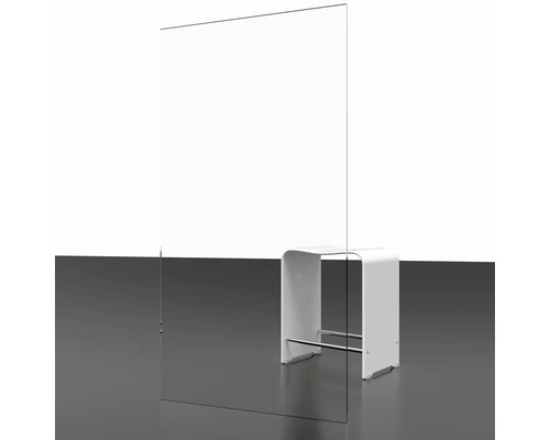 Duidelijke acrylglasbescherming met een zitmeubel op de achtergrond