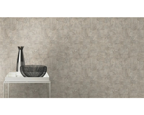 Voorbeeld van een gedessineerde wanddecoratie met tafel en decoratie